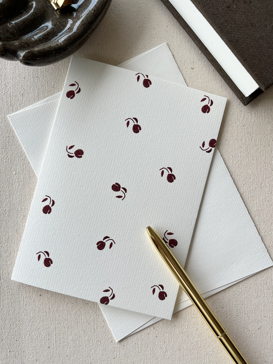 GREETING CARD - VINTAGE - FLEUR ROUGE